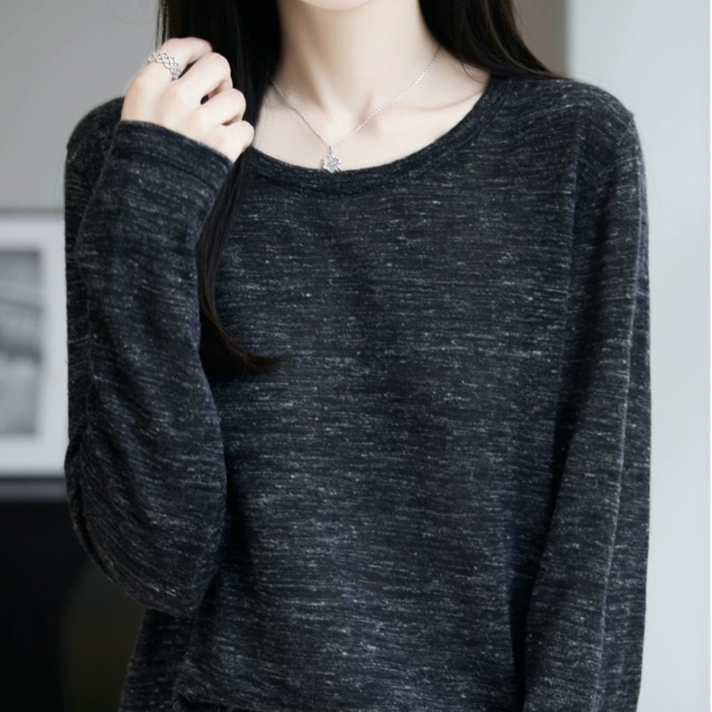 法式高端轻奢彩麻针织长袖T恤女新款圆领宽松显瘦打底毛衫上衣,女装/女士精品,T恤,淘宝优惠券,粉丝福利购,淘宝优惠卷