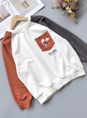 110-150 7秒 男童卫衣春季儿童圆领宽松休闲上衣中大童百搭套头衫