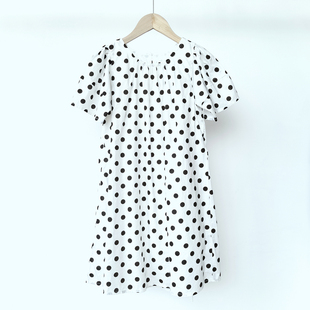 120-170 女童短袖连衣裙夏季小女孩纯棉波点裙子洋气中大童韩版