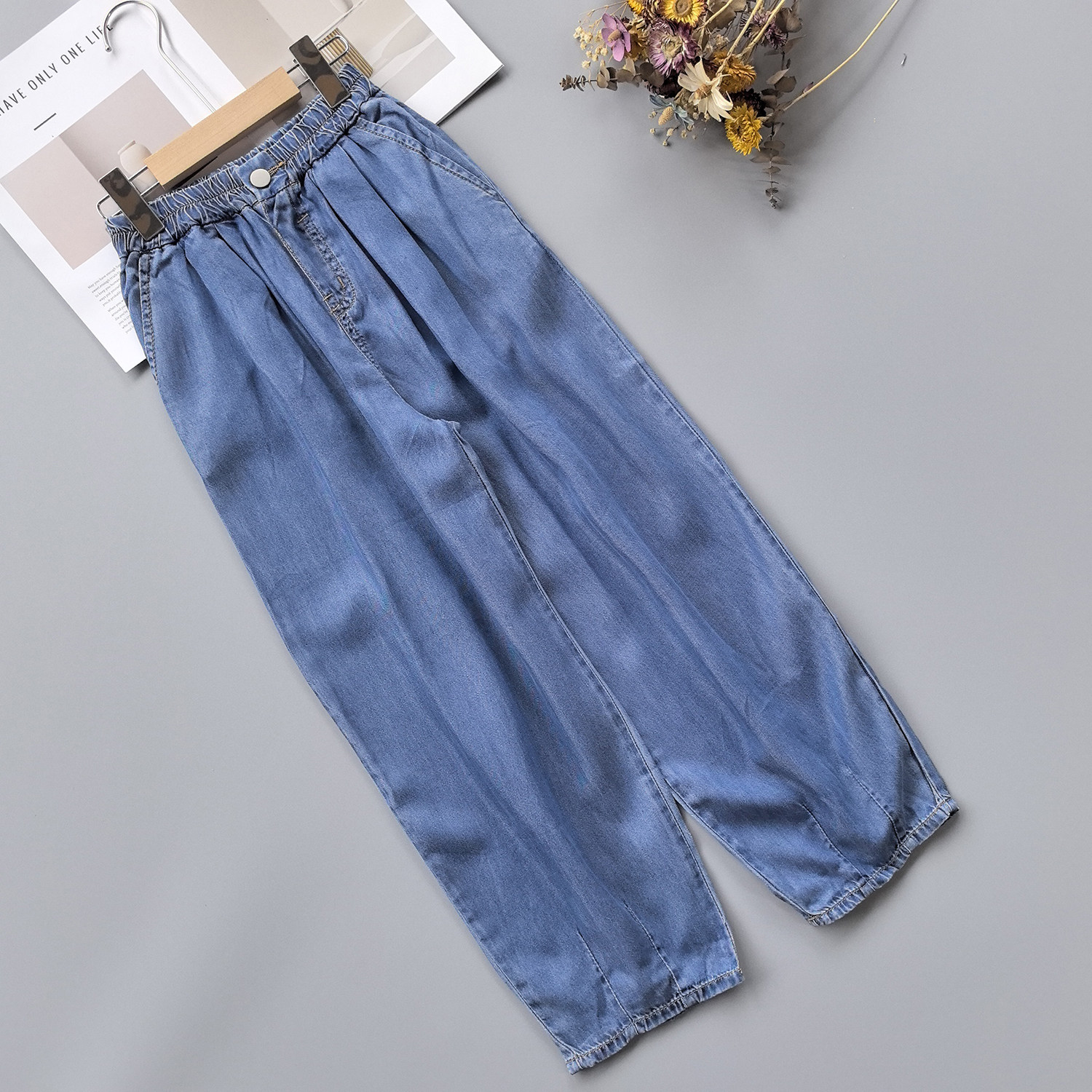 130/140/150 DK 女童牛仔裤春夏季小女孩薄款天丝休闲裤子中大童