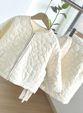 110-160 女童休闲套装秋冬装小女孩洋气绗棉半裙两件套薄夹棉时尚