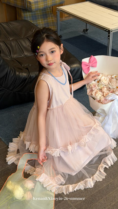 2026新款女童连衣裙夏季韩版女宝背心裙公主裙110-150肩带可解开