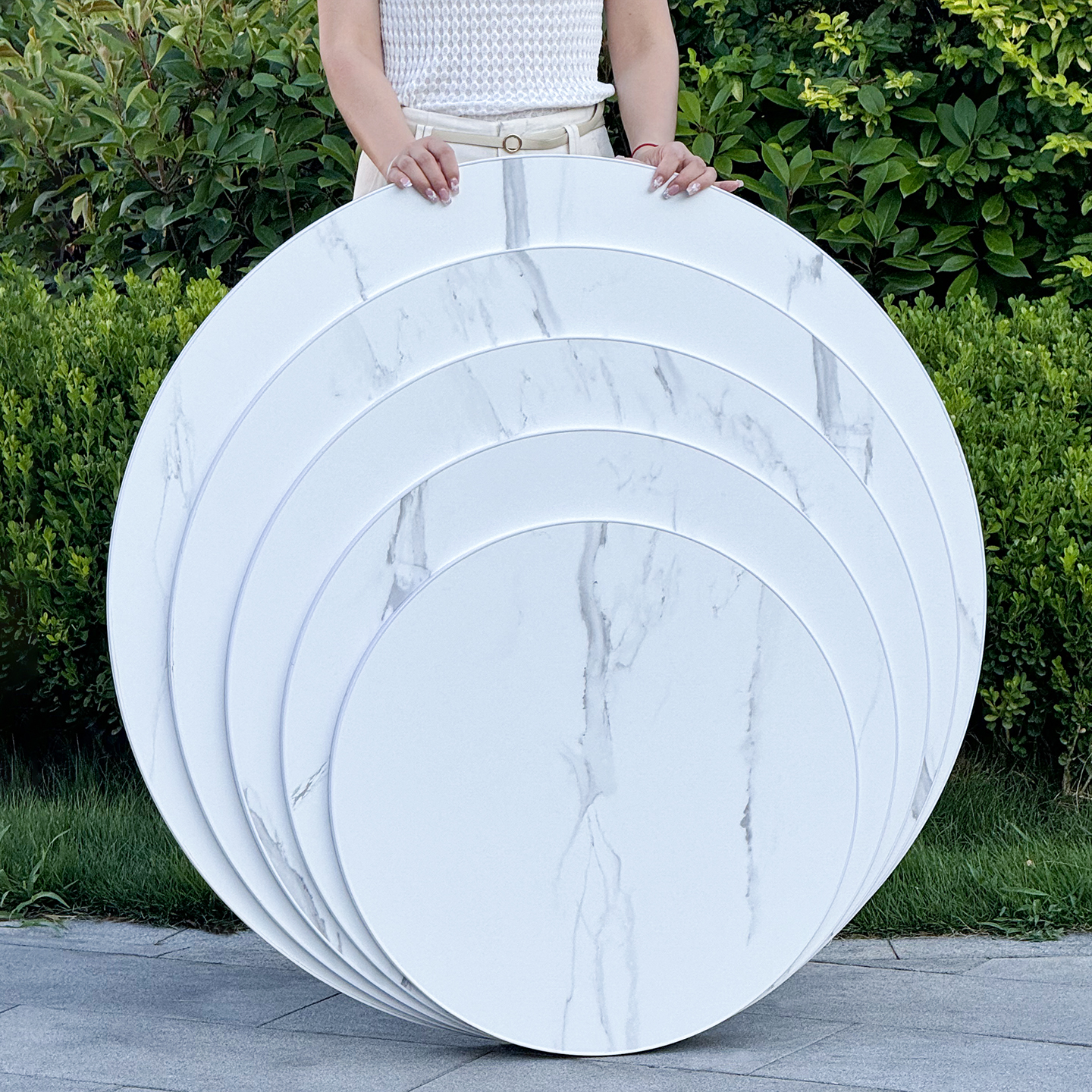 圆形桌面板 家用吃饭圆桌面 圆面板 水墨纹圆桌面 桌板桌子面