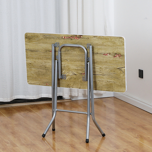 折叠桌户外摆摊可折叠吃饭桌出租屋 高桌子75cm长方形老式 电镀