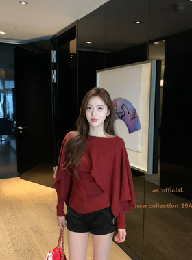 AS OFFICIAL十三行秋上新法式氛围感斗篷针织上衣宽松套装女13775