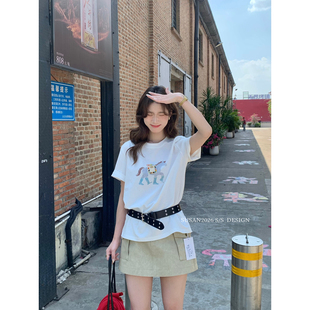 T恤上衣女Si69 韩系重工贴布钉珠百搭通勤短袖 SUSAN 夏上新自留款