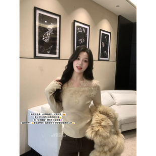 氛围感精致重工蕾丝镂空气质针织衫 法式 女LC196 YOU十三行冬季 SEE