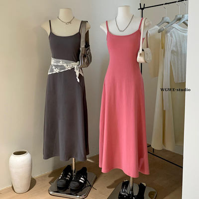 大码mm吊带气质百搭长裙连衣裙女