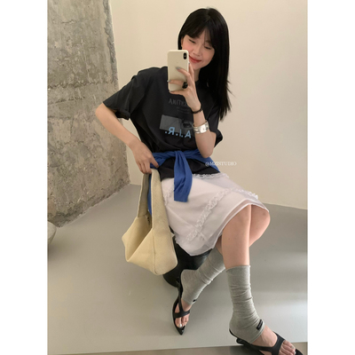 MZI STUDIO十三行夏季印花休闲宽松圆领套头短袖T恤上衣女潮13987