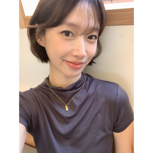 IMISS十三行秋季新款韩标气质简约修身显瘦半高领短袖T恤女S2333