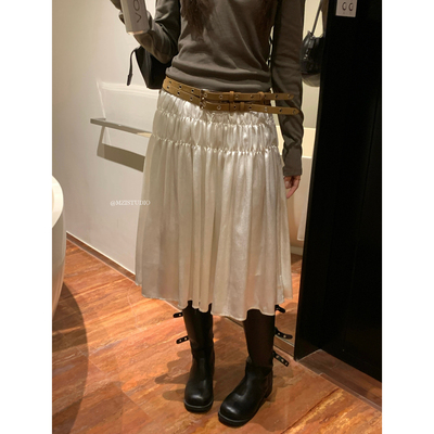 MZI STUDIO浪漫秋日松紧腰显瘦褶皱优雅淑女感气质半身裙女18529