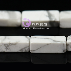 天然松石白松石切面圆柱长方形长方柱管珠 DIY材料配件散珠串珠