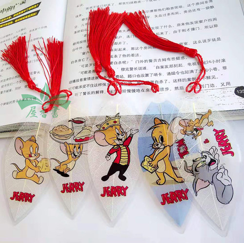 卡通老鼠叶脉书签国外卡通书签外国老鼠jerry中国特色鼠文具礼品