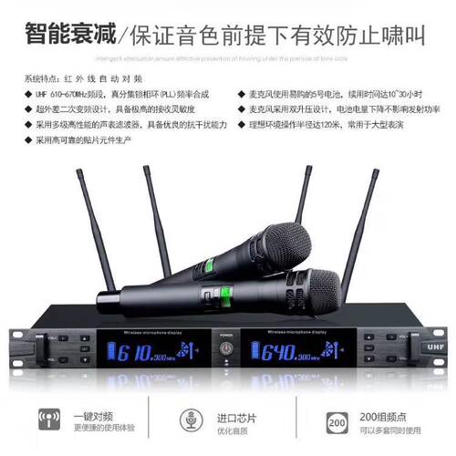 ur2d调频ktv婚庆防啸叫无线话筒