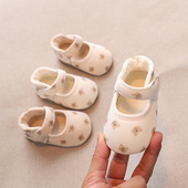 新款 彩棉印花小熊防掉跟宝宝软底学步鞋 婴儿鞋 2025春季 布鞋 透气