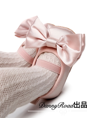 春秋新款公主鞋学步鞋软底宝宝鞋女宝大蝴蝶结甜美绸缎生日鞋1岁