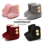 宝宝棉鞋 冬季 新款 棉靴针织面软底婴儿靴加绒保暖新生儿1岁男女宝