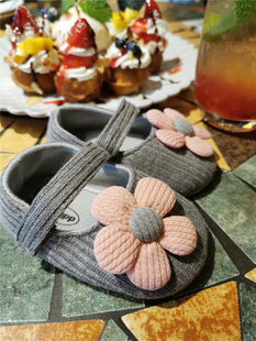 DANNYROAD春季新款宝宝鞋针织面花朵公主鞋纯棉舒服婴儿鞋0-1岁女