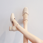 包头凉鞋 仙女风温柔配裙子中粗跟气质玛丽珍单鞋 女2025夏新款 法式