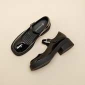 真皮乐福鞋 厚底玛丽珍制服休闲一脚蹬黑单鞋 女小皮鞋 2025春秋新款