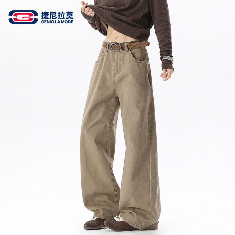 【捷尼拉莫】美式纯棉工装直筒裤男款秋季新款百搭微喇男女休闲裤