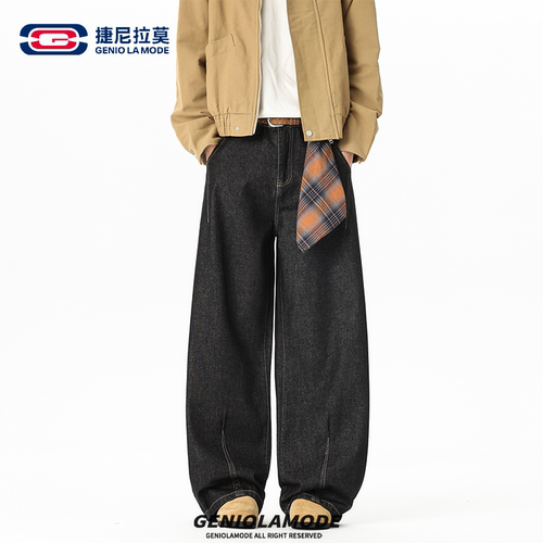 捷尼拉莫复古原色牛仔裤男秋季
