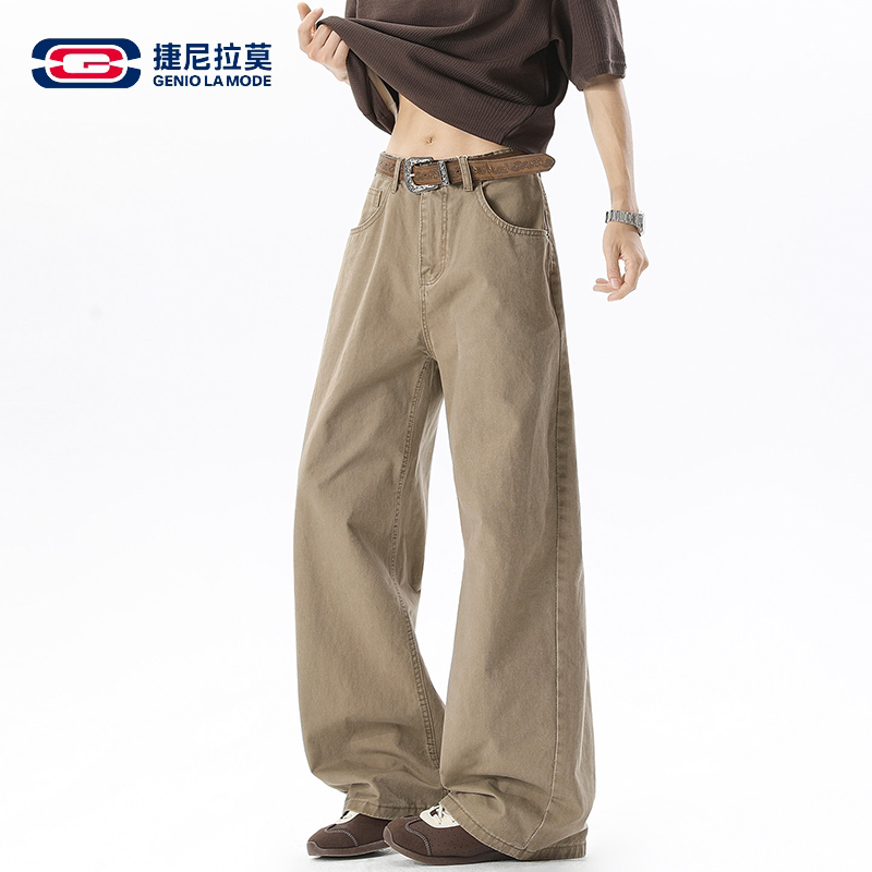 捷尼拉莫美式纯棉工装直筒休闲裤图片