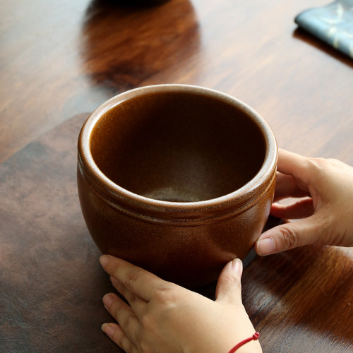 粗陶建水茶渣缸茶洗窑变复古杯洗