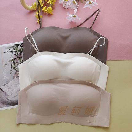 抹胸无痕光面薄款上托聚拢文胸可拆无肩带固定杯礼服美背防滑内衣