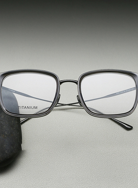 51复古超轻黑色眼镜框男大脸方形商务纯钛近视可配痞帅全框防蓝光