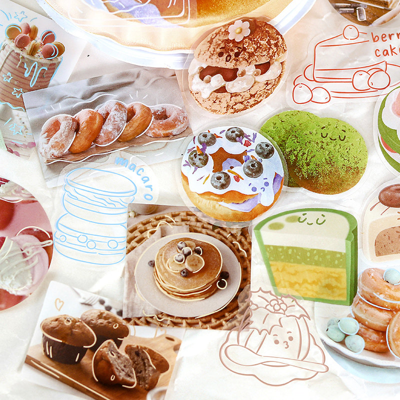 食之语pet透明防水贴纸零食食物咖啡美食手帐素材装饰小图案贴画