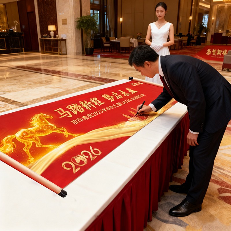 2026马年年会签名卷轴军令状创意签到卷轴签名轴公司活动签到卷轴