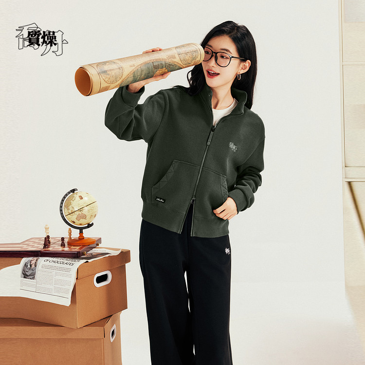 乔丹质燥针织开衫女2026春季新款休闲立领运动外套女QDLWD2261234