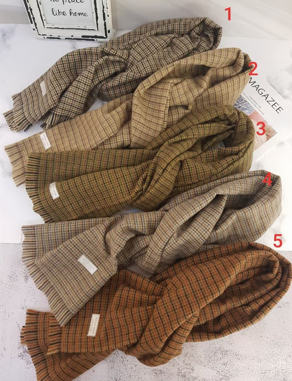 秋冬季新款韩国东大门代购加厚保暖毛边小千鸟格韩版围巾围脖男女