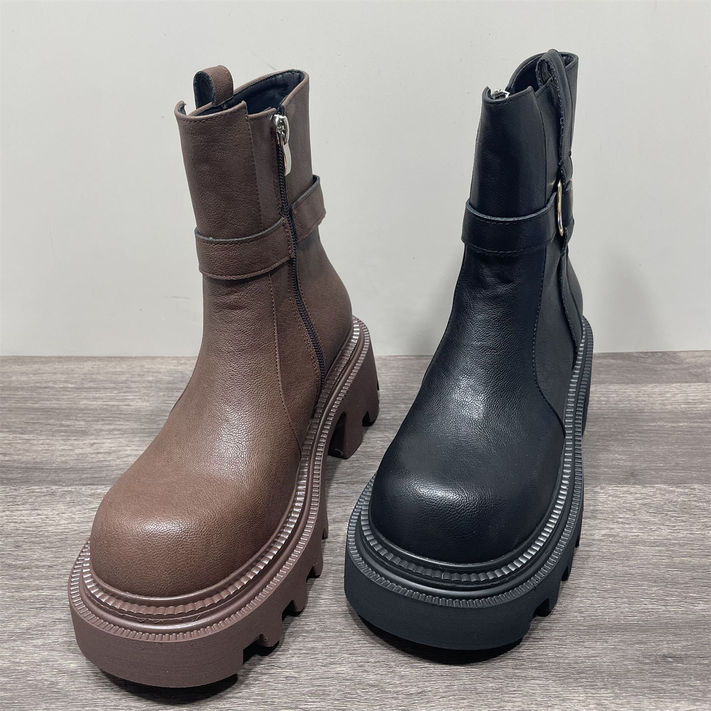 粗跟厚底增高舒适切尔西女靴