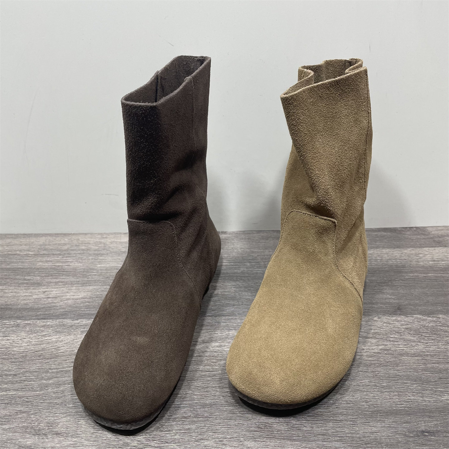 断码处理磨砂牛皮韩系复古圆头套筒短靴女靴秋冬新款平底中筒靴子,女鞋,西部靴,淘宝优惠券,粉丝福利购,淘宝优惠卷