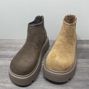 断码处理厚底增高勃肯鞋女马丁靴秋冬新款高级感短靴后拉链松糕靴