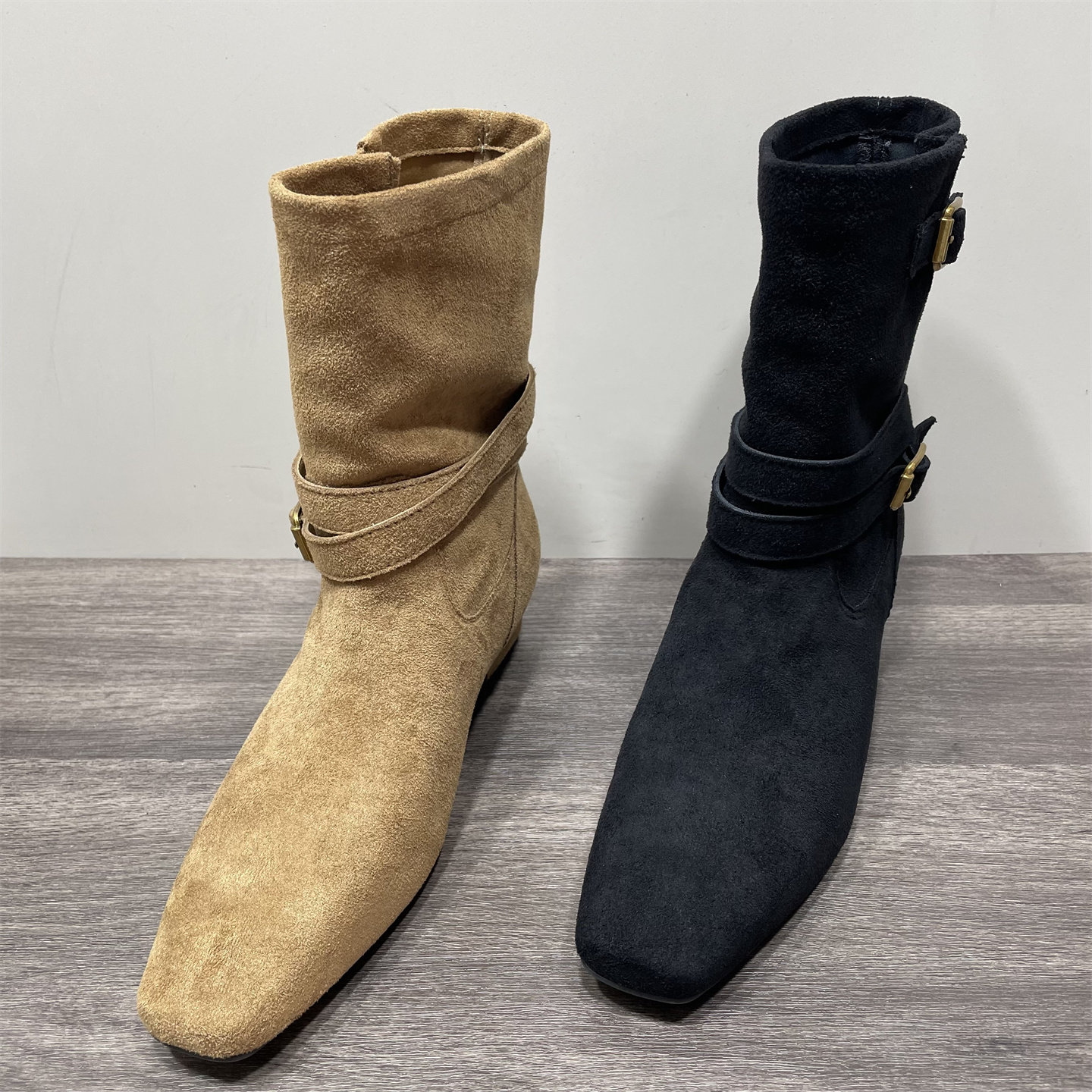 断码处理气质短靴女款秋冬新款复古绒面西部靴子女显瘦粗跟瘦瘦靴,女鞋,西部靴,淘宝优惠券,粉丝福利购,淘宝优惠卷