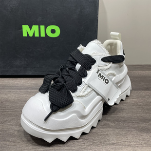 商场撤柜正品MIO米奥真皮厚底老爹鞋女系带增高显瘦休闲运动鞋女