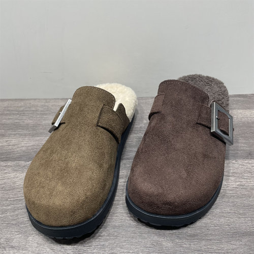 断码处理秋冬加绒平底勃肯鞋女