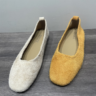 奶奶鞋 断码 简约懒人一脚蹬亮色单鞋 真皮浅口平底豆豆鞋 女 处理韩版