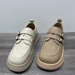 女2024秋季 复古乐福鞋 新款 厚底深口小皮鞋 女 断码 通勤单鞋 处理法式