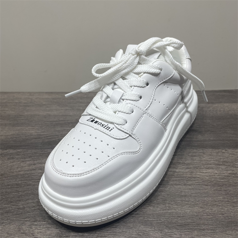 断码处理真皮松糕厚底小白鞋女