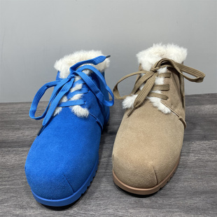 加绒加厚保暖丑萌面包毛毛鞋 断码 处理真皮厚底内增高雪地棉女冬季