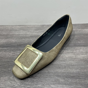 新款 春季 清仓处理真皮女鞋 女 百搭方扣休闲平底35小码 单鞋 时尚 断码