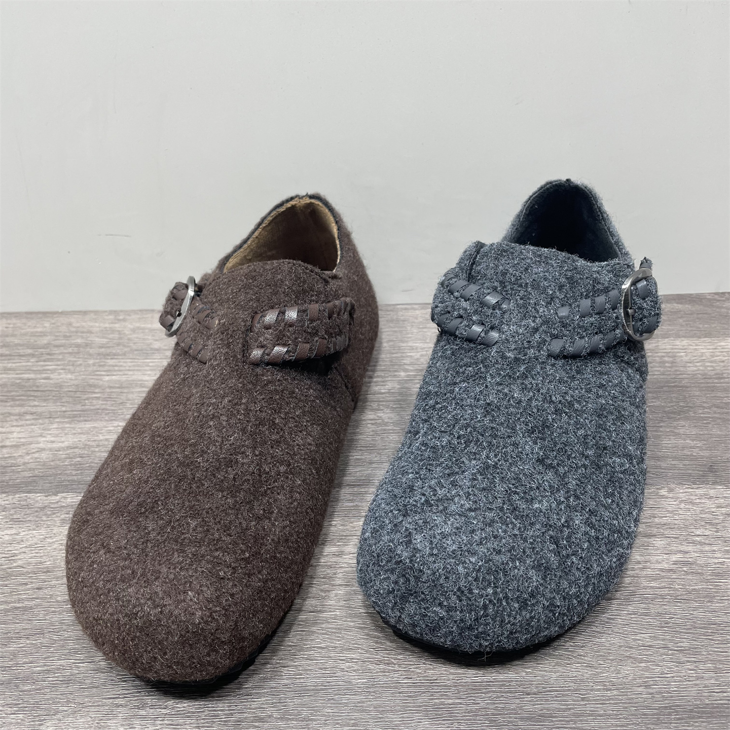 断码处理毛呢加绒勃肯鞋女