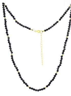 天然黑玛瑙隔珠925银项链小众潮酷创意设计4m黑玛瑙间隔项链