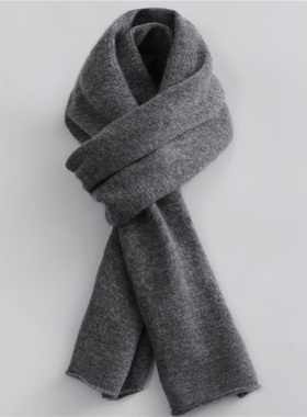 【自产】7针双股100%康赛妮山羊绒围巾加厚冬季灰色围脖男女同款