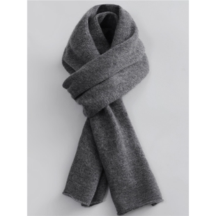 灰色围脖男女同款 7针双股100%康赛妮山羊绒围巾加厚冬季 自产