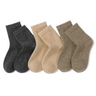 内蒙古纯羊绒袜子加厚男女中筒袜秋冬保暖吸汗纯色针织毛袜家居袜